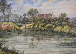 English School, early 20th century, watercolour - View of Hemsworth Hospital, Holgate, Yorkshire, in
