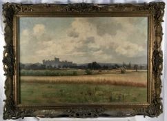 Arthur William Head (1861-1930), oil on canvas - Windsor Castle in a landscape with poppies, signed