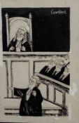 Nicholas Garland (b.1935) pen, ink and bodycolour cartoon, Douglas Heard, signed, 34cm x 23cm, in gl