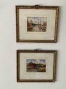 Manner of Walter Leslie Rackham watercolour, At Beccles, together with a pair of watercolours by W L