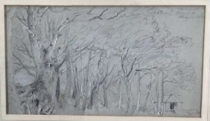 Aaron Edwin Penley (1807-1870) drawing - Derwent Water, signed and inscribed dated 1840s, exhibition