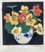 H. P. Snelling, 1930, a pair Arts and Crafts Nasturtiums and Marigolds, signed and dated 1930, 16.5c