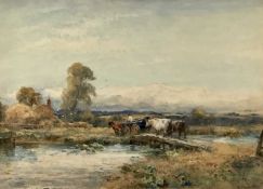 Robert Thorne Waite (1842-1935), watercolour - fording a river