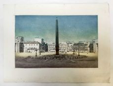 Mortimer Menpes (1855-1938) colour etching - Piazza del Popolo
