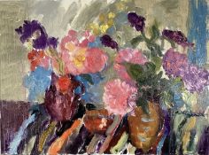 Annelise Firth (b.1961) oil on canvas - Summer Flowers, signed titled and dated 2024 verso, 46cm x 6