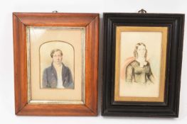 Two 19th century watercolour portraits of a lady and gentleman