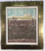 Oil on board still life - three eggs on a tablecloth