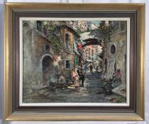 Amadeo Sica (mid 20th century), oil on canvas Street scene and another by the same hand