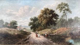 19th century oil on canvas landscape, bearing signature