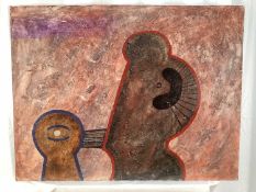 *David Carr (1915-1968) oil on board - Conjoined Shapes, signed verso, 23cm x 30cm, unframed