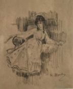 Edouard Manet, lithographic print of Berthe Morisot with blind stamp