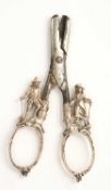 Unusual late 19th/early 20th century pair of Continental silver handled grape shears