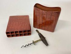 Crocodile cigar holder for 12 cigars and corkscrew (2)