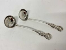 Pair of early Victorian Scottish silver King's pattern cream ladles