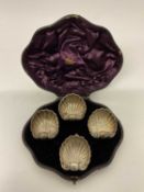 Cased set of Victorian silver salts