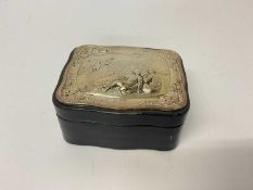 Silver and leather jewellery box with velvet interior