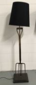 Vintage garden fork standard lamp, 120cm without shade, base 30.5cm square