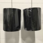 Pair of black drum lamp shades, 35.5cm high