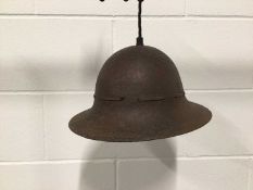 Helmet hanging light (Second World War British Civil Defence), 29cm across x 32cm, 18cm high, with c