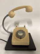 Retro Cream 1970s Rotary Dial Telephone, on 25cm x 23cm base