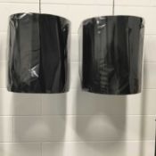 Pair of black drum lamp shades, 30.5cm high