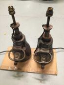 Pair Old Lorry Jack lights, 43cm high