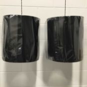 Pair of black drum lamp shades, 40.5cm high