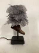 Cobblers Children's Shoe Lath tool, 31cm with grey feather shade, on 12cm x 10cm base