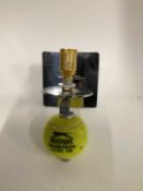 Single Tennis Ball silver wall sconce, 11cm square mount, 17cm deep