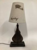 Vintage Bicycle Seat lamp with Emily Bond Pig linen shade, 69cm with shade, on 25cm x 13cm base