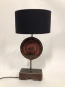 Industrial Mould lamp with half shade, 67cm with shade, on 23cm x 12cm base