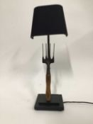 Vintage Garden Hand Fork lamp with half shade, 61cm high with shade, on 18cm square base