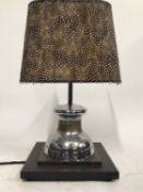 Gibbs Boat Winch Lamp with guinea fowl half shade, 33cm without shade, 47cm with shade, on 25cm squa