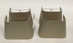 Four beige silk wall light shades, 16cm high