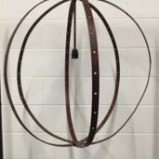 Upcycled Engineers Straps chandelier, 80cm diameter x 98cm, on chain, with 6.5cm ceiling fixing