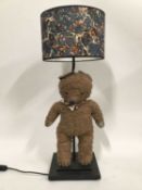 Vintage Teddy Bear lamp with marble shade, 80cm high with shade, on 26cm square base (detachable Ted