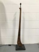 Vintage Shinty Stick floor lamp, 110cm high, on 23cm square base
