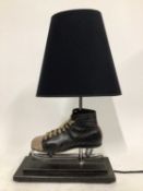 Vintage Ice Skate lamp, 58cm high with shade, on 36cm x 15cm base
