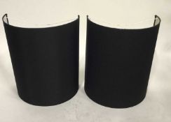 Pair of half drum black lamp shades, 41cm high
