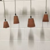 Group of Flower Pot lights, one triple, on 23cm diameter ceiling fitting together with four single h