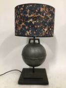 Buoy lamp with marble shade, 57cm high with shade, on 23cm square base