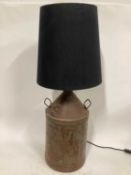 Large Paraffin can lamp with large cone shade, 97cm high with shade, base of can 30cm diameter