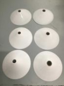 Six glass shades, 26cm diameter x 9cm