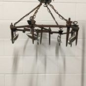 Old Farming Harrow chandelier, 57cm x 76cm, with chains and ceiling fixing