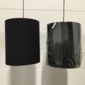 Pair of black drum lamp shades, 30.5cm high