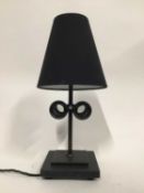 Vintage Binocular Lamp with cone shade, 43cm high with shade, on 15cm square base