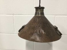 Milk Churn top hanging light, 20cm high, 30cm diameter with 7cm circular ceiling mount