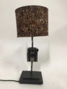 Vintage Camera (Coronet) lamp with shade, 55cm high with shade, on 18cm square base
