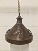 Milk Churn top hanging light, 31cm high, 31cm diameter, with chain and circular 8cm ceiling mount