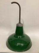 Large green Industrial lamp, 65cm including attachment, 45cm diameter, c. 35cm without attachment